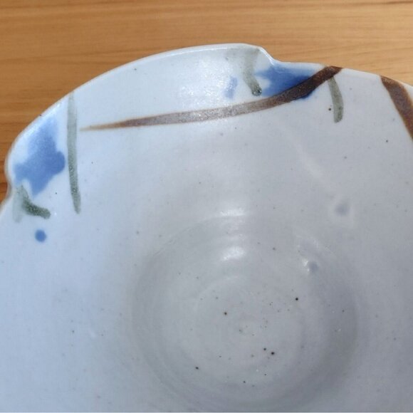 Vintage Signed Allen Studio Pottery Blue Floral Bowl Footed Trinket Cottage - Picture 6 of 8